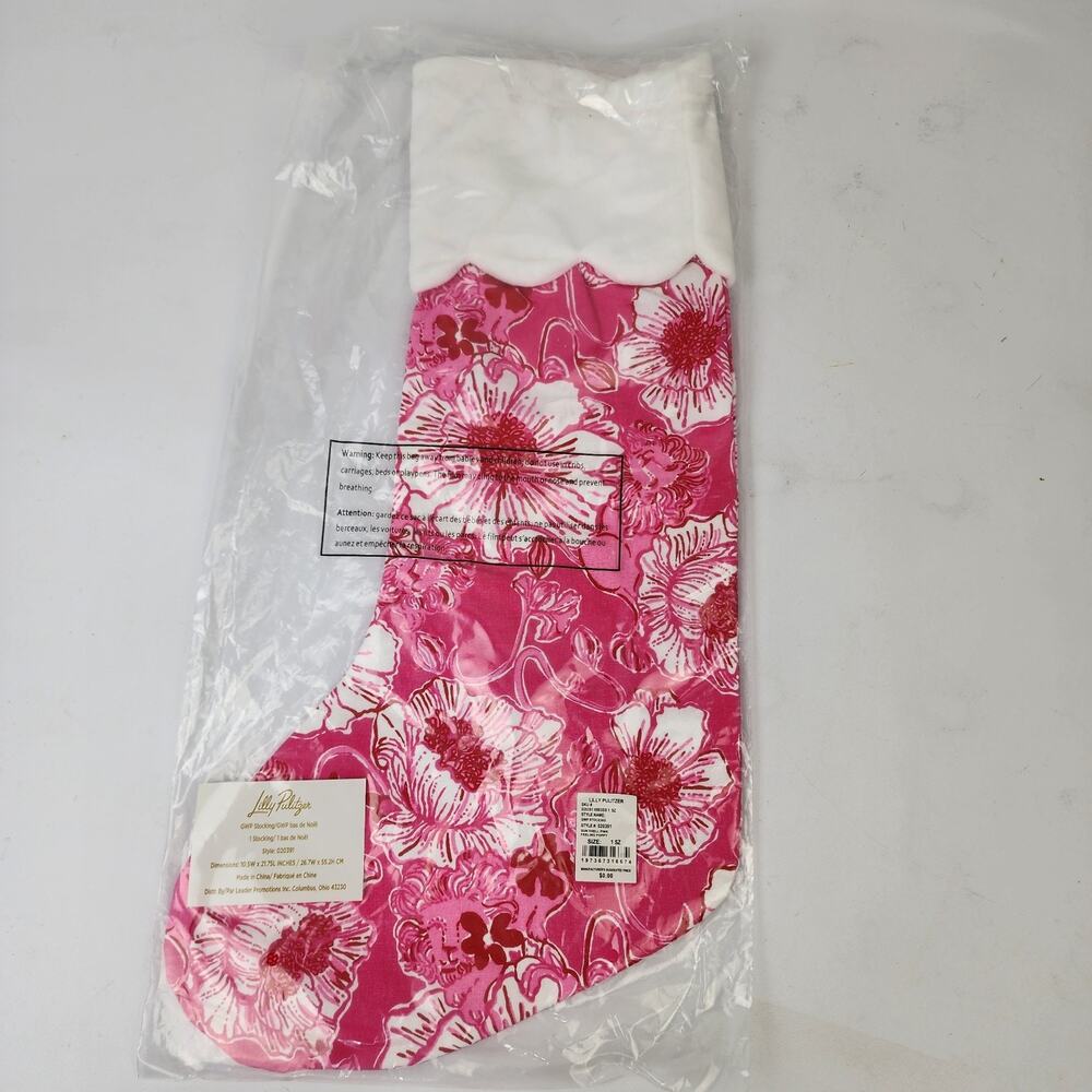 Lilly Pulitzer Christmas Stocking Sun Shell Pink Feeling Poppy 020391 New